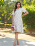Off White Pure Cotton Floral Printed A-Line Shirt Dress
